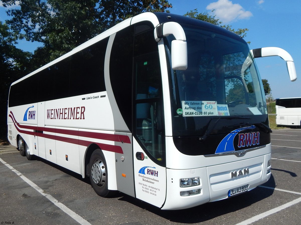 MAN Lion's Coach von Reisebusunternehmen Weinheimer aus Deutschland in Rostock. 