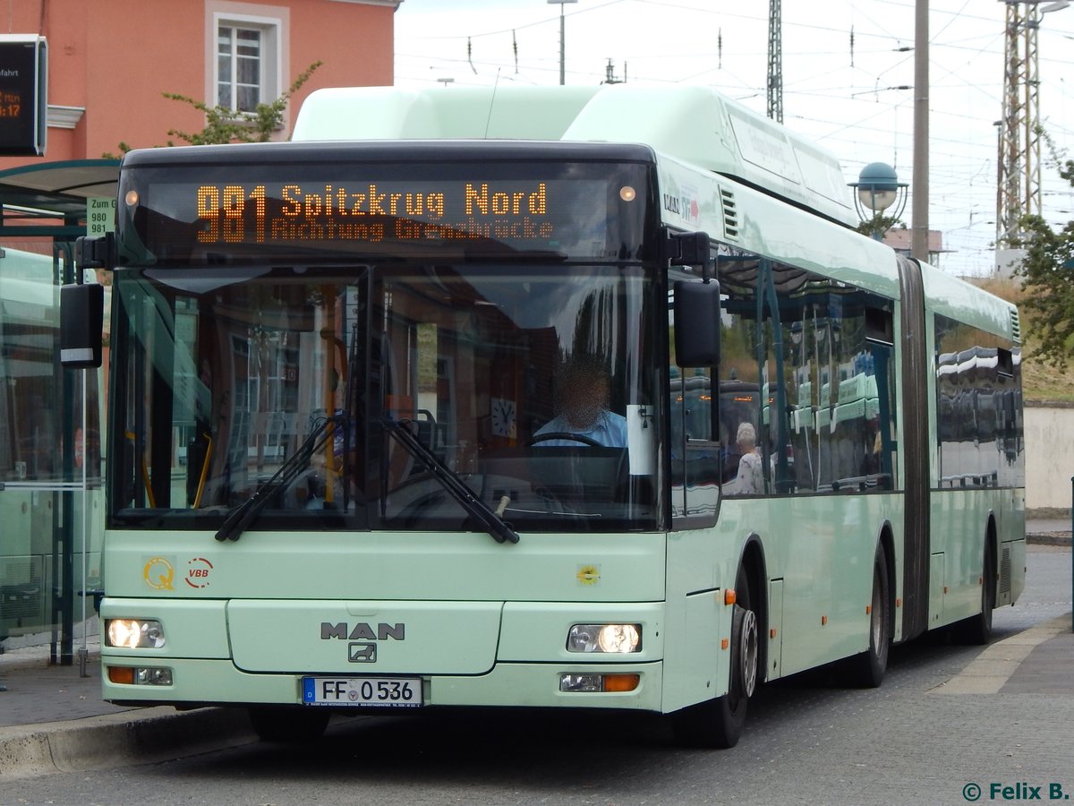 MAN Niederflurbus 2. Generation CNG der Stadtverkehrsgesellschaft mbH Frankfurt Oder in Frankfurt.