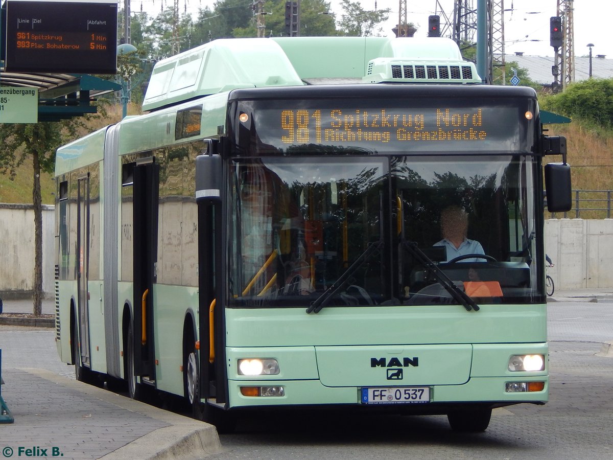 MAN Niederflurbus 2. Generation CNG der Stadtverkehrsgesellschaft mbH Frankfurt Oder in Frankfurt.