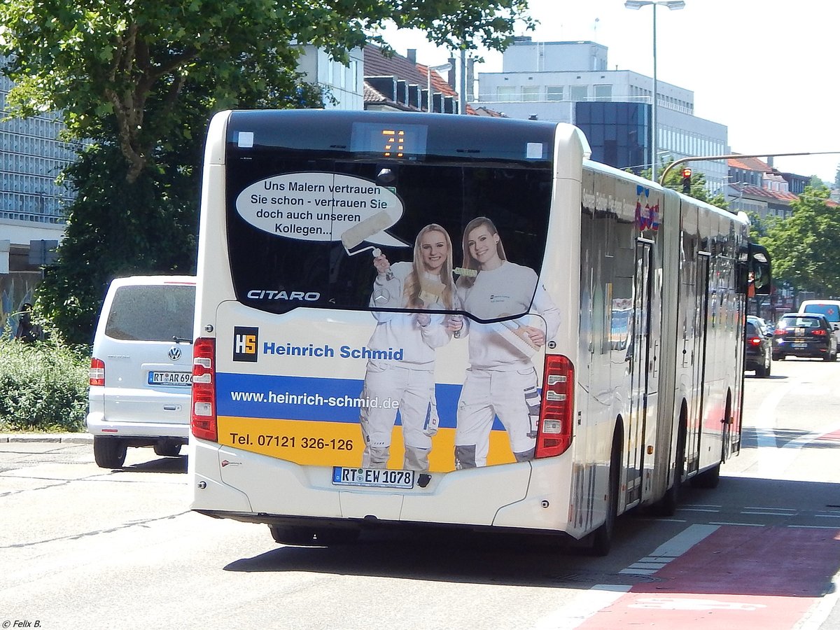 Mercedes Citaro III der Reutlinger Stadtverkehrsgesellschaft in Reutlingen.