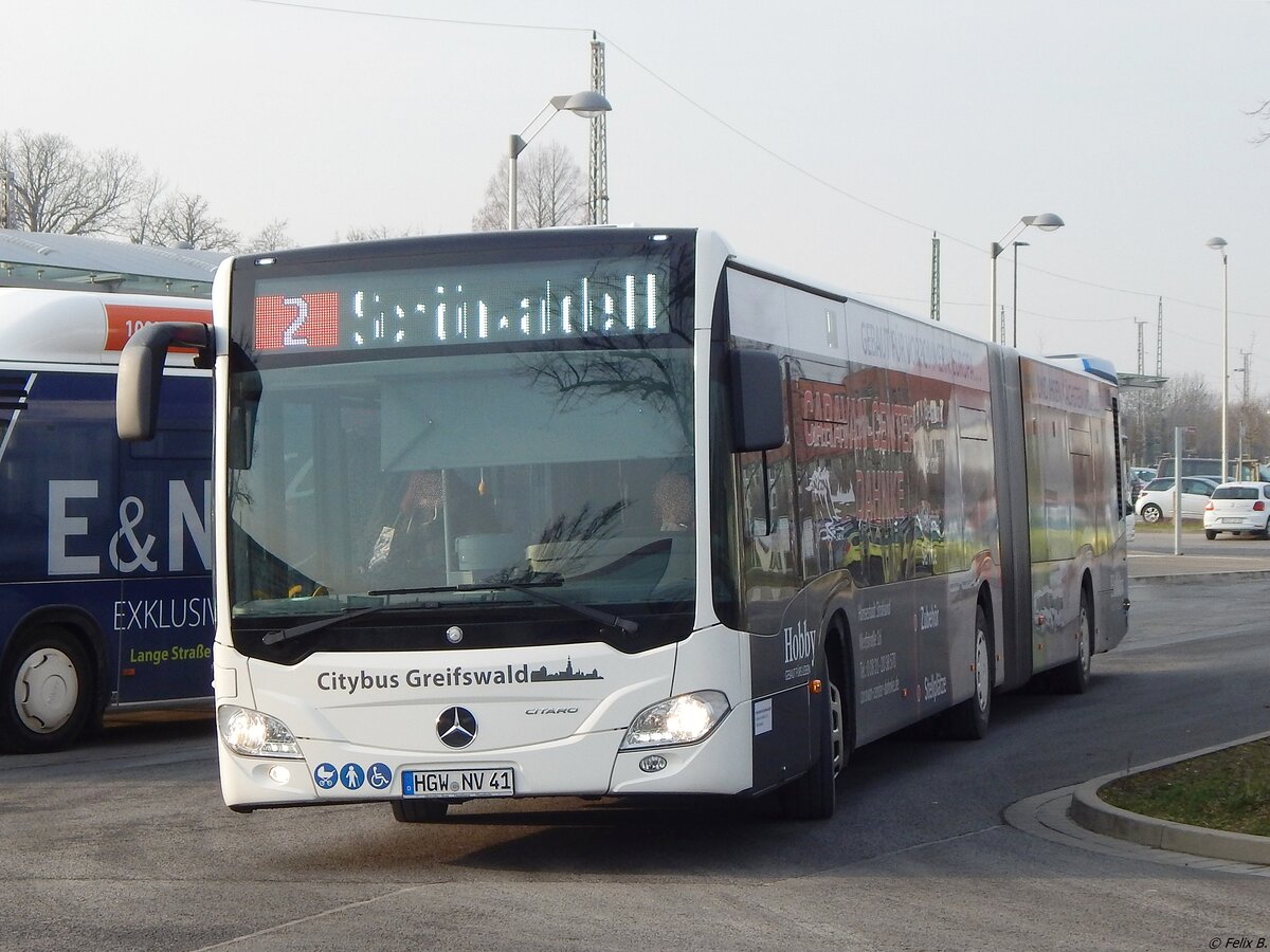 Mercedes Citaro III der Stadtwerke Greifswald in Greifswald. 