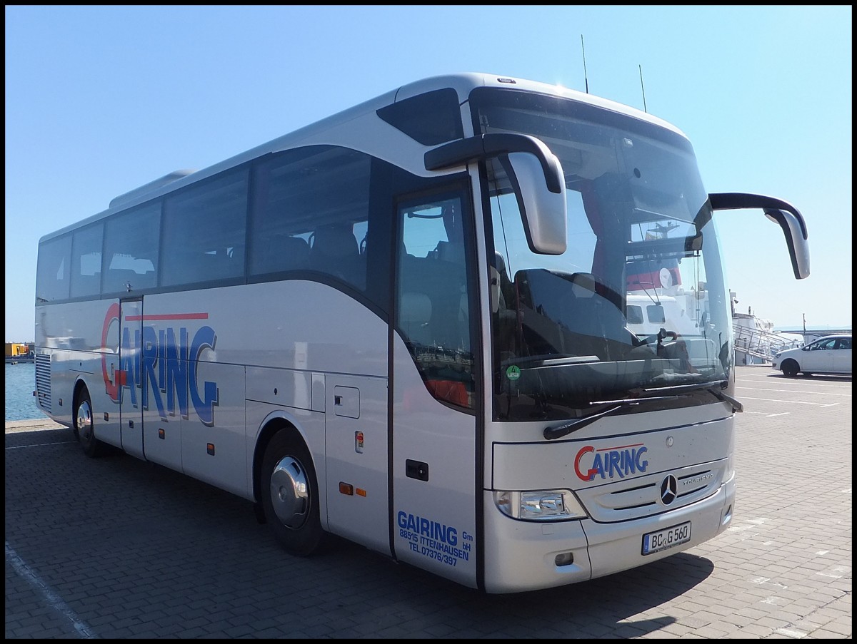 Mercedes Tourismo von Gairing aus Deutschland im Stadthafen Sassnitz.