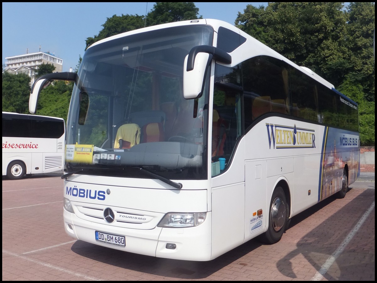 Mercedes Tourismo von Mbius/Weltenbummler aus Deutschland im Stadthafen Sassnitz.