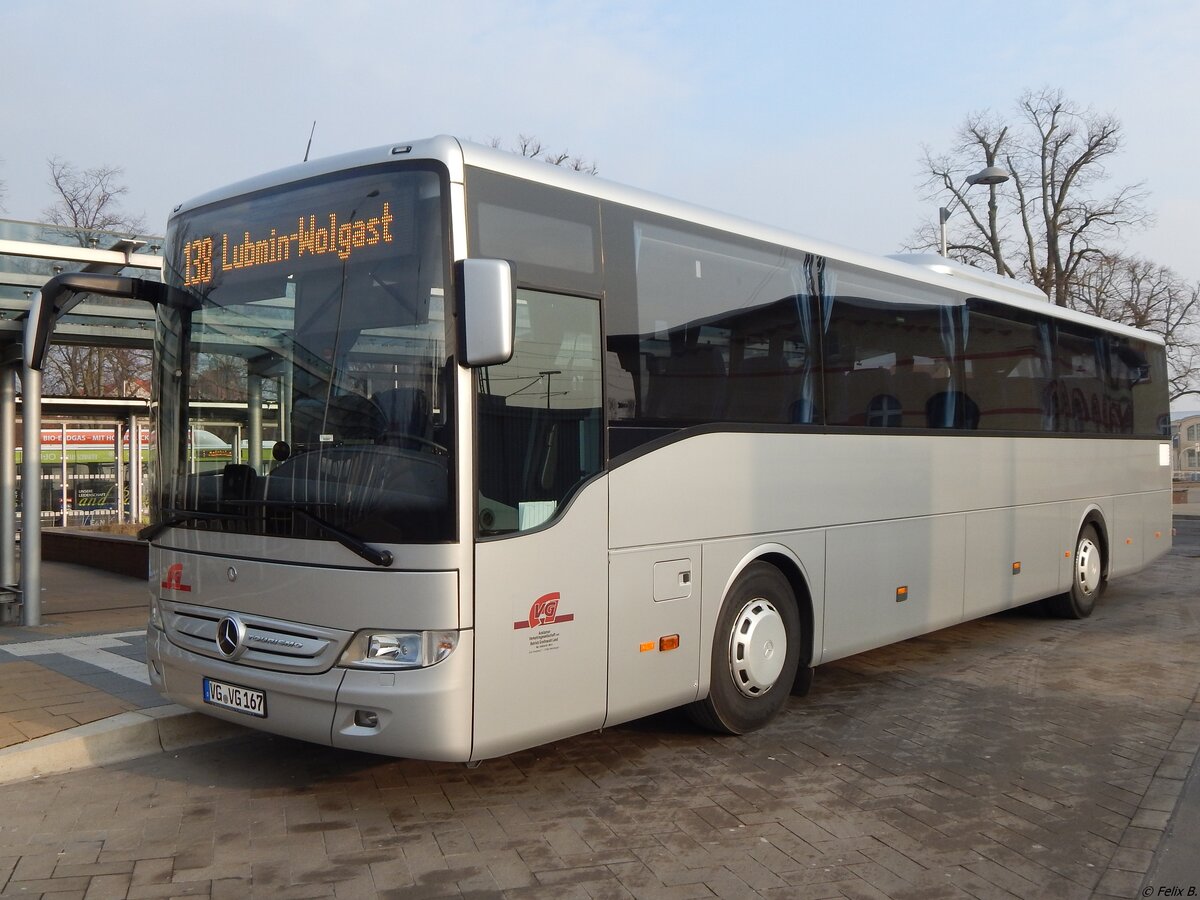 Mercedes Tourismo RH der Anklamer Verkehrsgesellschaft in Greifswald.