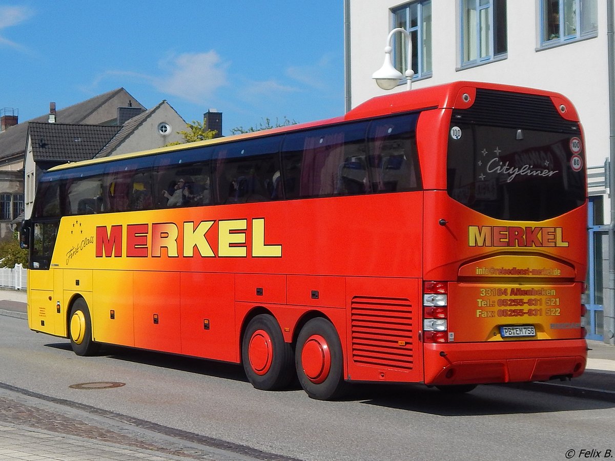 Neoplan Cityliner von Merkel aus Deutschland in Sassnitz.