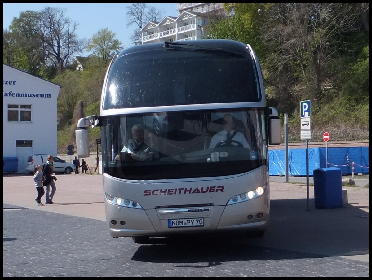 Neoplan Cityliner von Scheithauer aus Deutschland im Stadthafen Sassnitz.