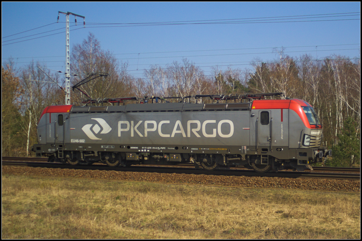 PKP Cargo EU46-502 / 5370 014-0 fuhr solo am 09.04.2018 durch die Berliner Wuhlheide.