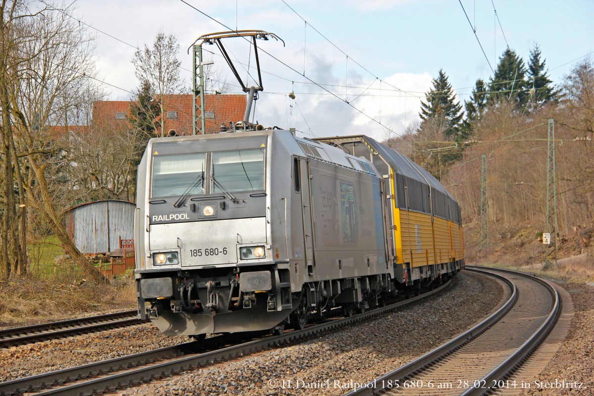 Railpool 185 680-6 am 28.02.2014 in Sterbfritz.