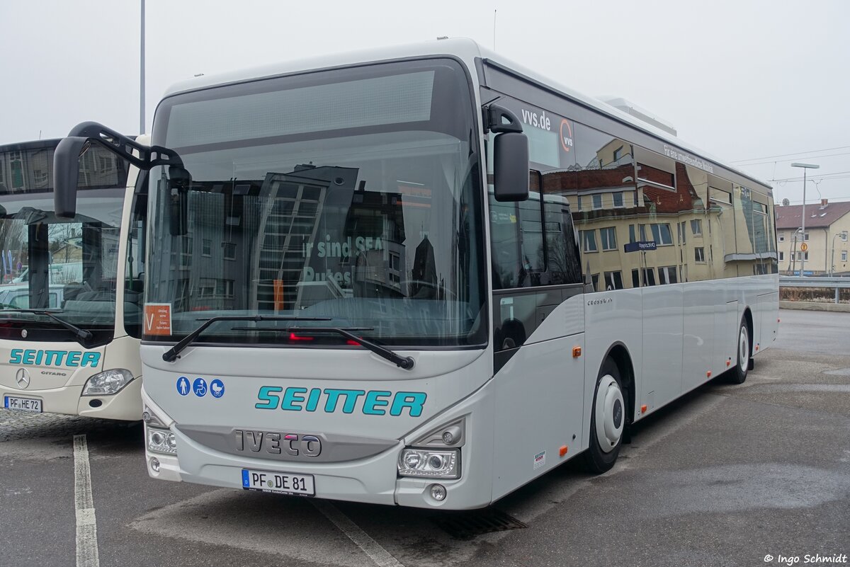 Seitter Shuttle + Tour aus Friolzheim | PF-DE 81 | Iveco Crossway LE | 31.01.2021 in Ditzingen