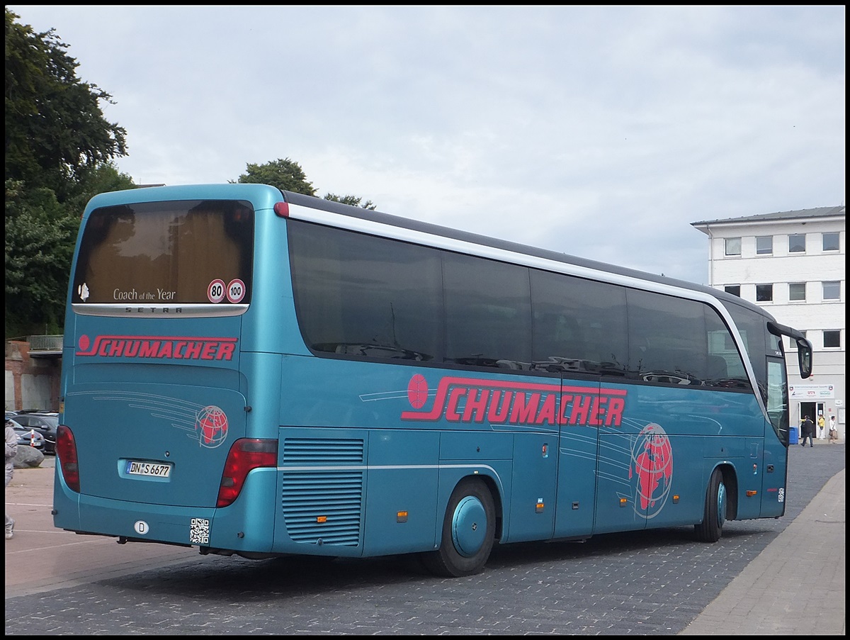 Setra 415 HD von Schumacher aus Deutschland im Stadthafen Sassnitz.