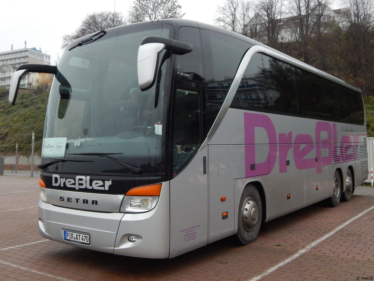 Setra 415 HDH von Dreßler aus Deutschland im Stadthafen Sassnitz. 