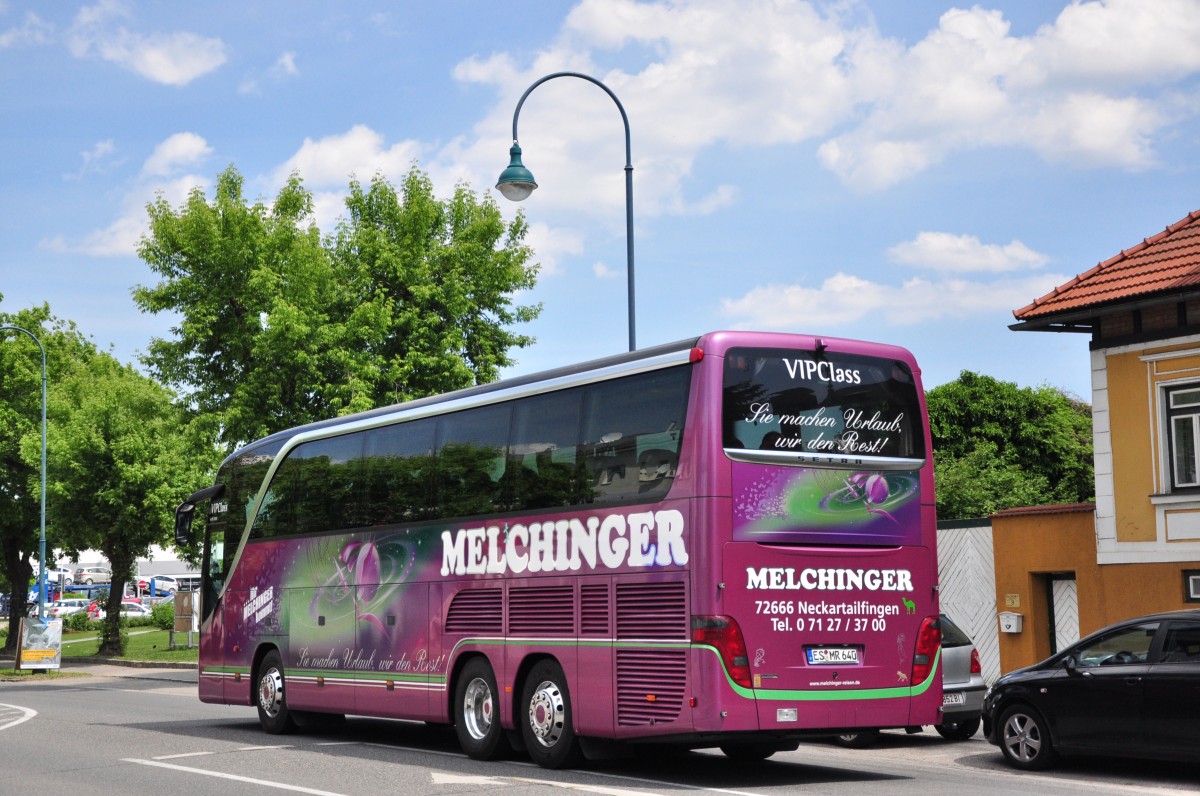 Setra 415 HDH von Melchinger Reisen aus der BRD im Mai 2015 in Krems gesehen.