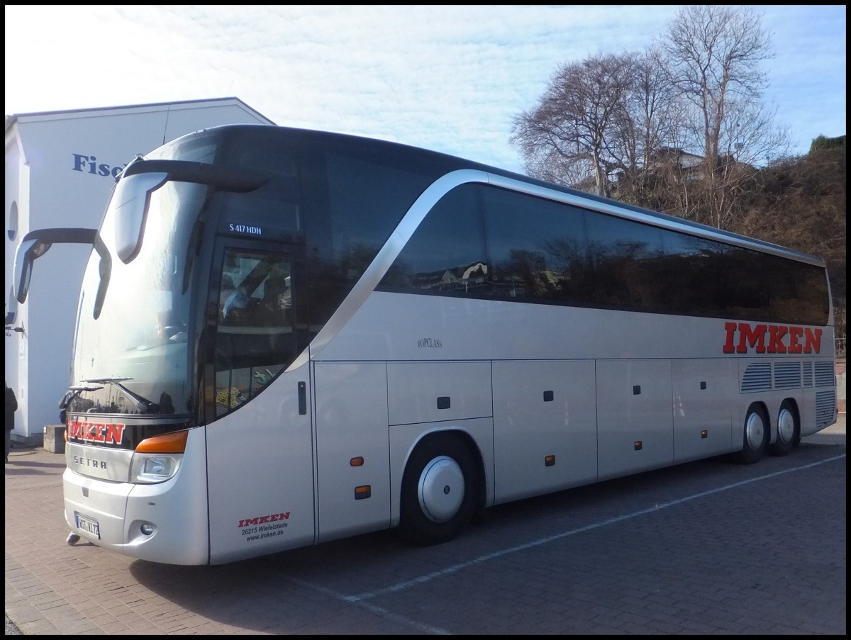 Setra 417 HDH von Imken aus Deutschland im Stadthafen Sassnitz.