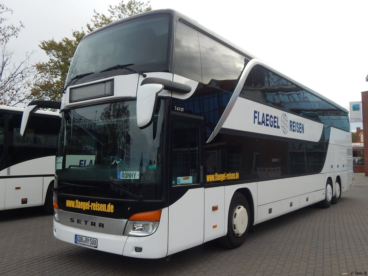 Setra 431 DT von Flaegel Reisen aus Deutschland (ex Röttgen KU-MR 431; exex Albus W2627LO) in Neubrandenburg.