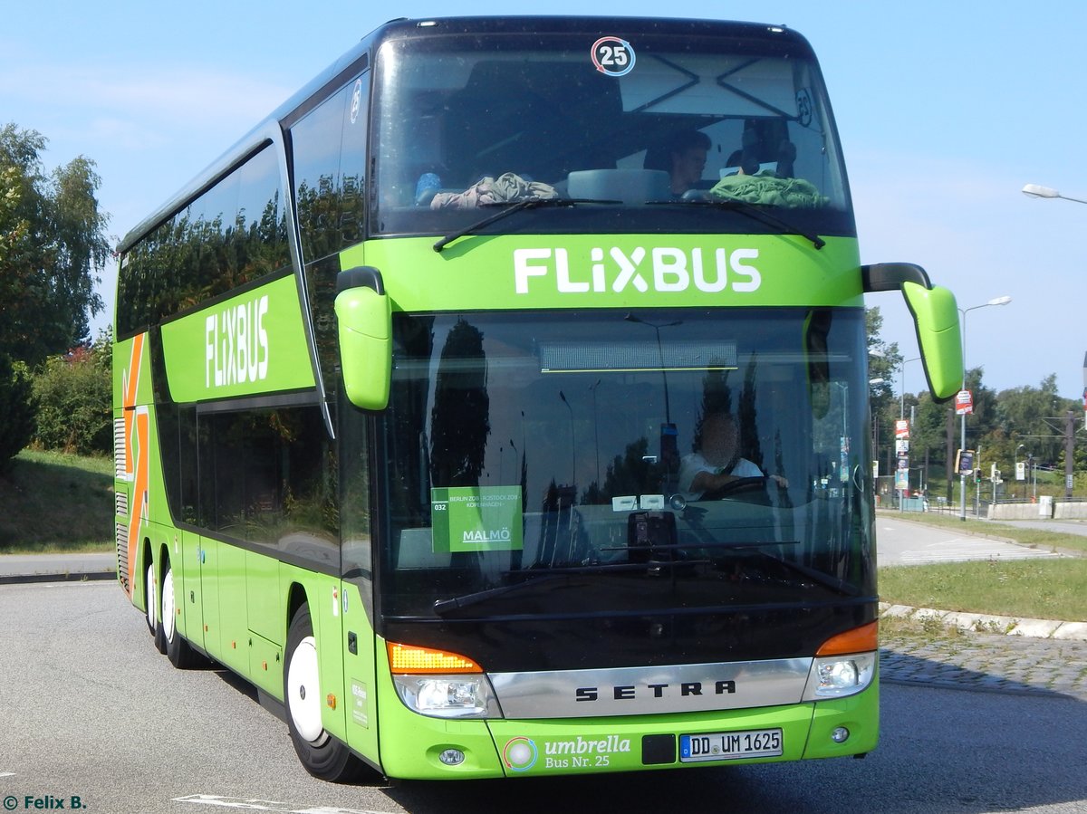 Setra 431 DT von Flixbus/Umbrella/KDE aus Deutschland in Rostock.