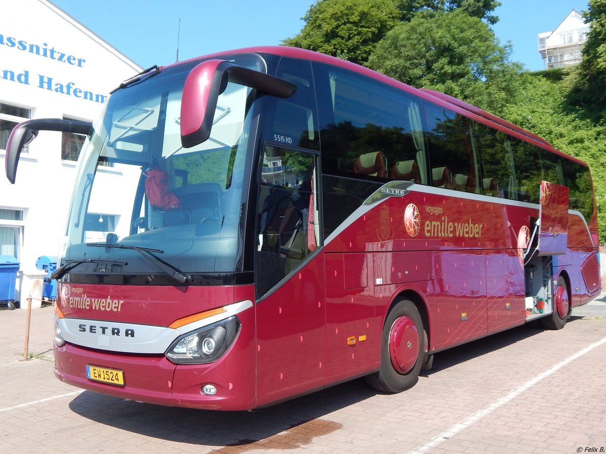 Setra 515 HD von Emile Weber aus Luxemburg im Stadthafen Sassnitz.