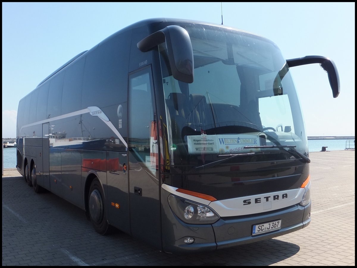 Setra 516 HD von Sollner aus Deutschland im Stadthafen Sassnitz.