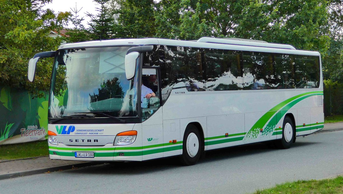 Setra S 415 GT von VLP steht am Tigerpark Dassow im September 2018