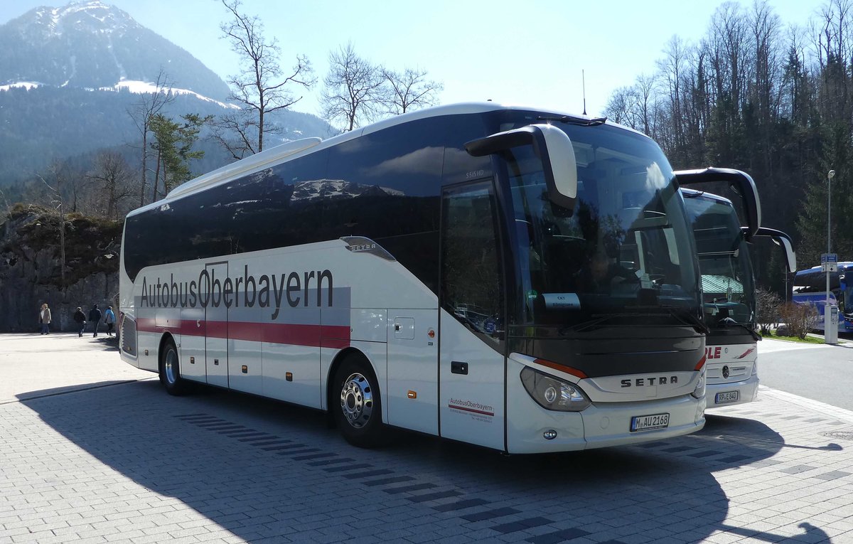 Setra S 515 HD von Autobus Oberbayern steht auf dem Parkplatz Königsee im April 2019