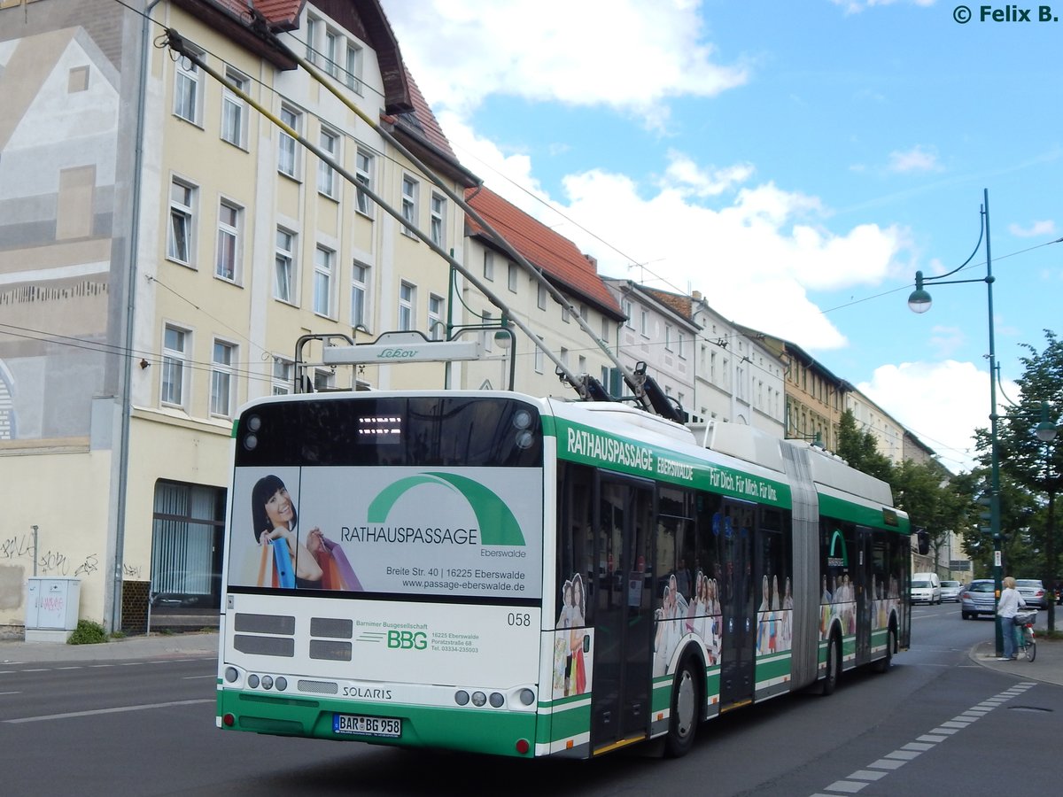 Solaris Trollino 18 der Barnimer Busgesellschaft in Eberswalde.