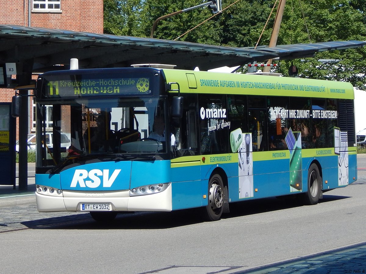 Solaris Urbino 12 der Reutlinger Stadtverkehrsgesellschaft in Reutlingen.