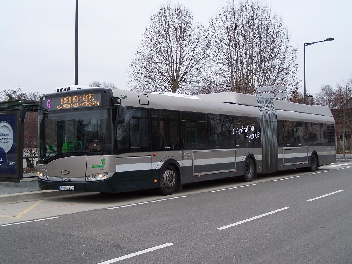 Strassburg - 4. Januar 2010 : Solaris Urbino 18 Hybrid Nr 400 in der Robertsau.