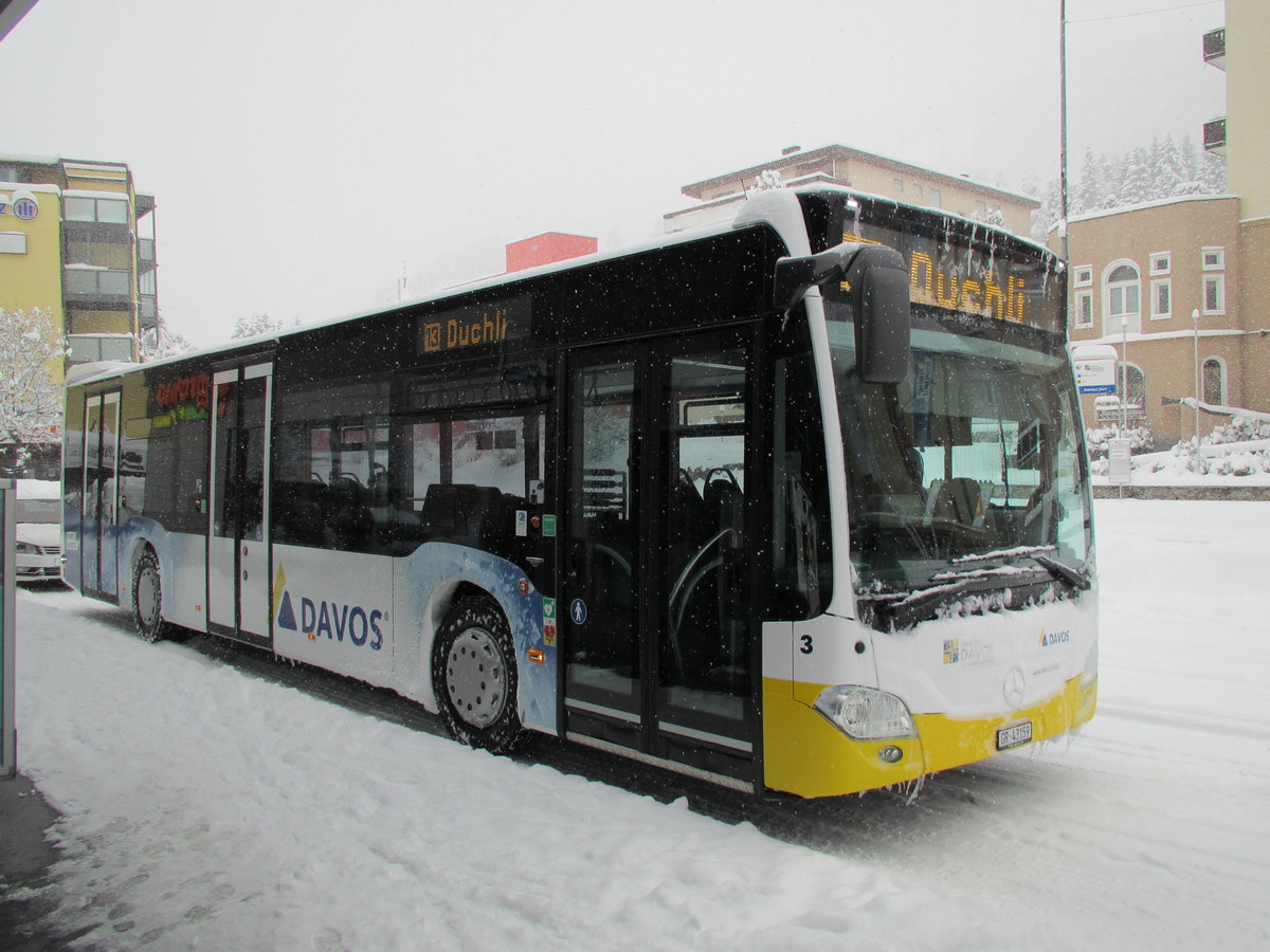 VBD - Mercedes Citaro Nr. 3 (Baujahr 2016) am Bahnhof Davos Dorf am 17.11.19