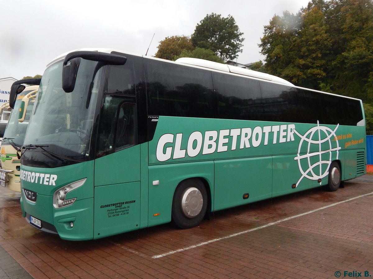 VDL Futura von Globetrotter aus Deutschland im Stadthafen Sassnitz. 