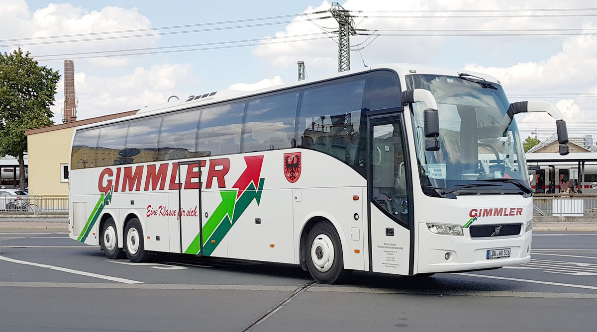 Volvo 9700 des Busunternehmens GIMMLER steht im August 2019 in Fulda