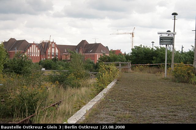 Das ehemalige Gleis 3 oben (Baustelle Berlin Ostkreuz, 23.08.2008).