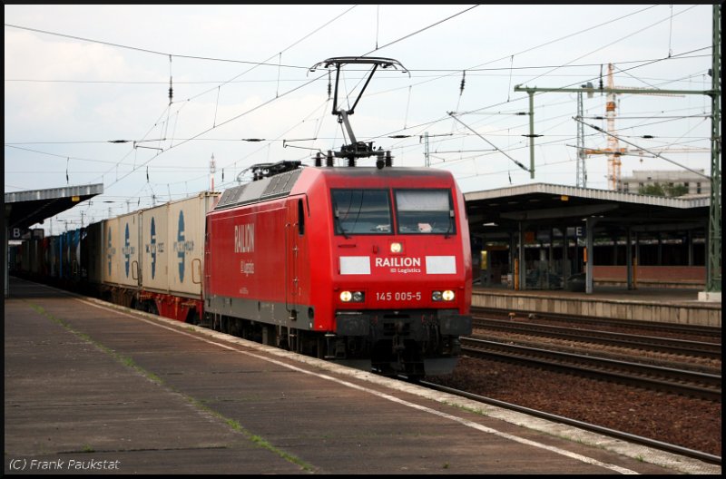 DB Schenker 145 005-5 mit Container (gesichtet Berlin Schönefeld 18.06.2009)