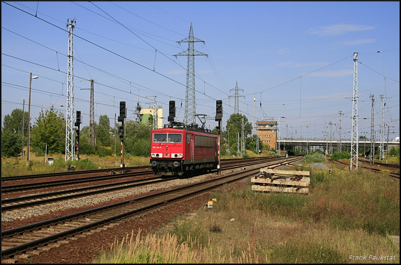 DB Schenker 155 134-0 solo unterwegs (gesichtet Berlin Schönefeld, 15.08.2009)