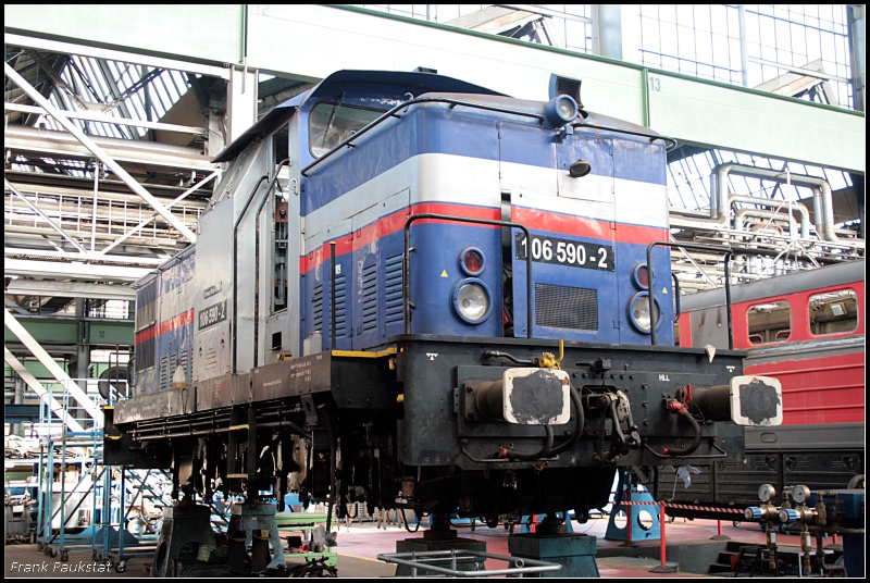 PRG 106 590-2 in den Hallen des Werkes (ex RAR V650.01  Bettina /Lok 1, EKO 35, 135 Jahre Werk Cottbus, Cottbus 19.09.2009)