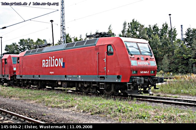 Railion 145 040-2 abgestellt (Railion Deutschland AG, gesichtet Rbf Wustermark Elstal 11.09.2008).