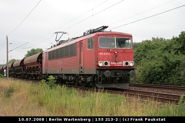 RAILION Logistics 155 213-2 mit Schüttgut (Berlin Wartenberg, 10.07.2008)