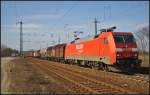 DB Schenker 152 126-9 mit einem gemischtem G�terzug am 02.03.2013 in Nuthetal-Saarmund