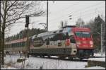 DB Fernverkehr 101 025  Wildes S�dafrika  mit EC am 12.03.2013 im verschneiten Diedersdorf