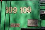 Eine Aufnahme der Beschriftungen am Fhrerhaus der ungarischen 109.109, die ursprnglich auf der sterreichischen Sdbahn lief (Wolsztyn, 03.05.2008).