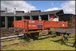 Der Niederbordwagen ČSD N 3-22621 stand an der Drehscheibe im Eisenbahnmuseum Jaroměř.