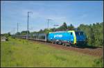 PKP Cargo EU45-804 mit leeren Laaers-Wagen am 05.06.2013 in der Berliner Wuhlheide (NVR-Nummer 91 80 6 189 804-8 D-DISPO, ES 64 F4-804, Class 189-VH)