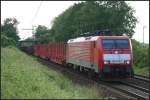 DB Schenker 189 079-7 mit leerem Holzzug (gesehen Lehrte-Ahlten b.