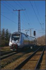 S-Bahn Mitteldeutschland 1442 124 als S4 Eilenburg am 22.02.2014 bei der Einfahrt in den Bahnhof Leipzig-Thekla