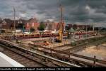 ber der Baustelle ballt sich eine groe Regenfront zusammen (Baustelle Berlin Ostkreuz, 23.08.2008).