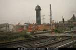 Blick auf den unter Denkmalschutz stehenden Wasserturm und die ersten neuen Brckenkpfe.