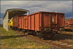 Nahe des Eingangs zum Historischen Lokschuppen Wittenberge stand dieser zweiachsige offene Wagen der Gattung Es 027. Der Wagen wird von den Dampflokfreunden Salzwedel e.V. als Schrottwagen genutzt. Zu entdecken war der Wagen beim Brandenburg-Tag am 25.08.2018, an dem das Museum ebenfalls teilnahm (21 80 55-27 034-0 DLFS Es 027 [5547])