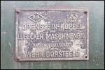 Herstellerschild an der MFLL Lok 16, einer O&K MVoa.