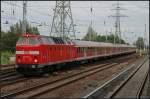 DB 219 084-1 mit dem ILA-Shuttle unterwegs nach Bln.-Lichtenberg (NVR-Nummer 9280 1219 084-1 D-DB, Eigentum DB Museum, Leihgabe an TEV, ex DR-Baureihe 119, gesehen Berlin Friedrichfelde Ost 13.06.2010)