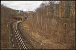 Blick auf den S-Bahnhof Berlin Humboldthain und rechts auf die ehemaligen Anschlussgleise des Gterbahnhofs Eberswalder Strae.