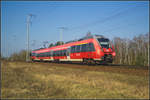 DB Regio 442 133-5 fuhr auf Dienstfahrt nach Schönefeld am 09.04.2018 durch die Berliner Wuhlheide.