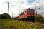 DB Cargo 155 099-5 fuhr mit leeren Autotransportwagen am 09.09.2017 am Abzweig Magdeburg Elbbrücke vorbei